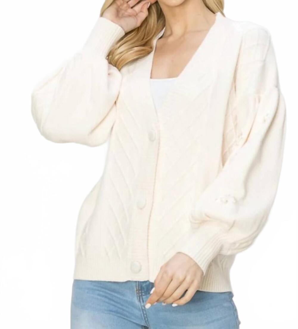 NEW JOH sabia sweater cardigan with sequins sparkles in cream